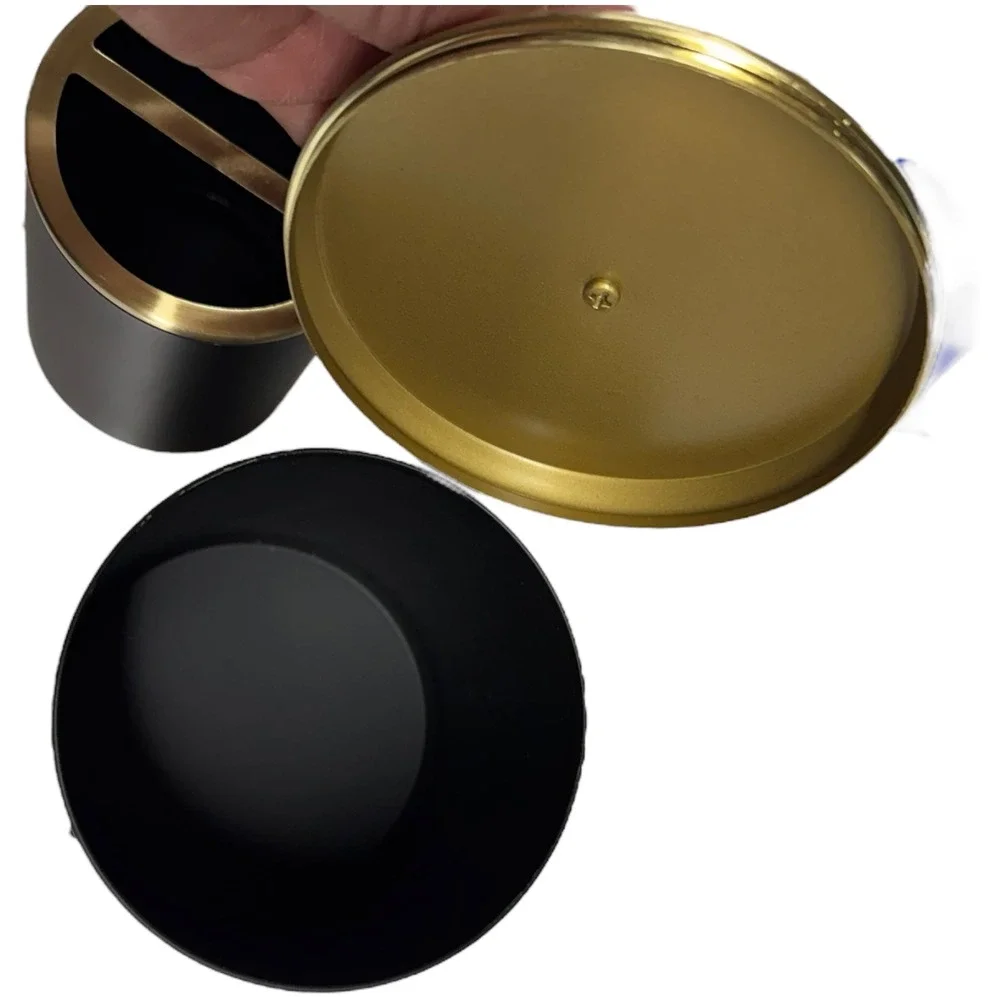 DKNY Bathroom Set Vanity Organizer Toothbrush Holder Canister Black &‎ Gold